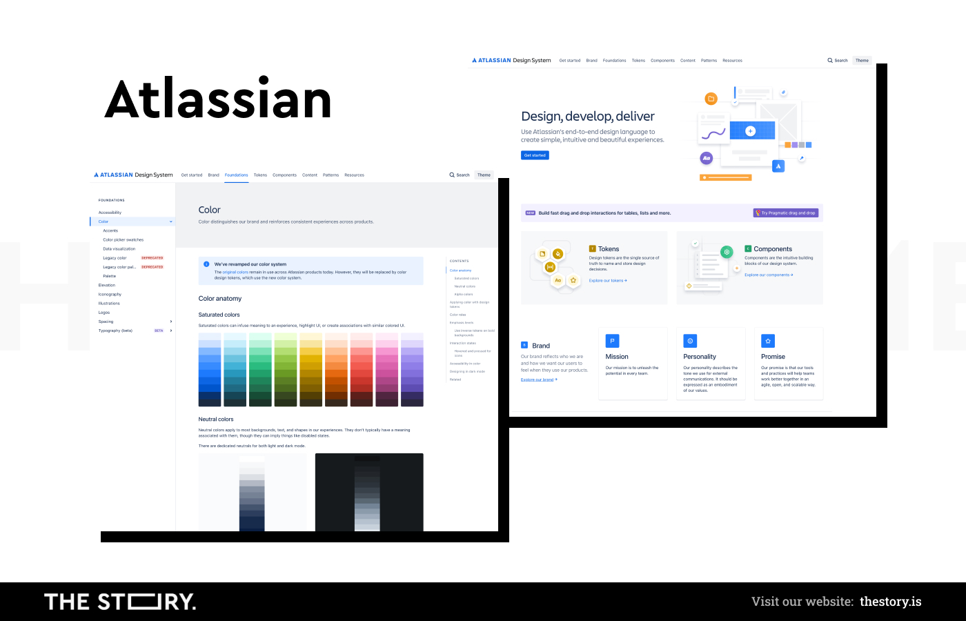 Zrzuty ekranu ze strony Design Systemu Atlassian